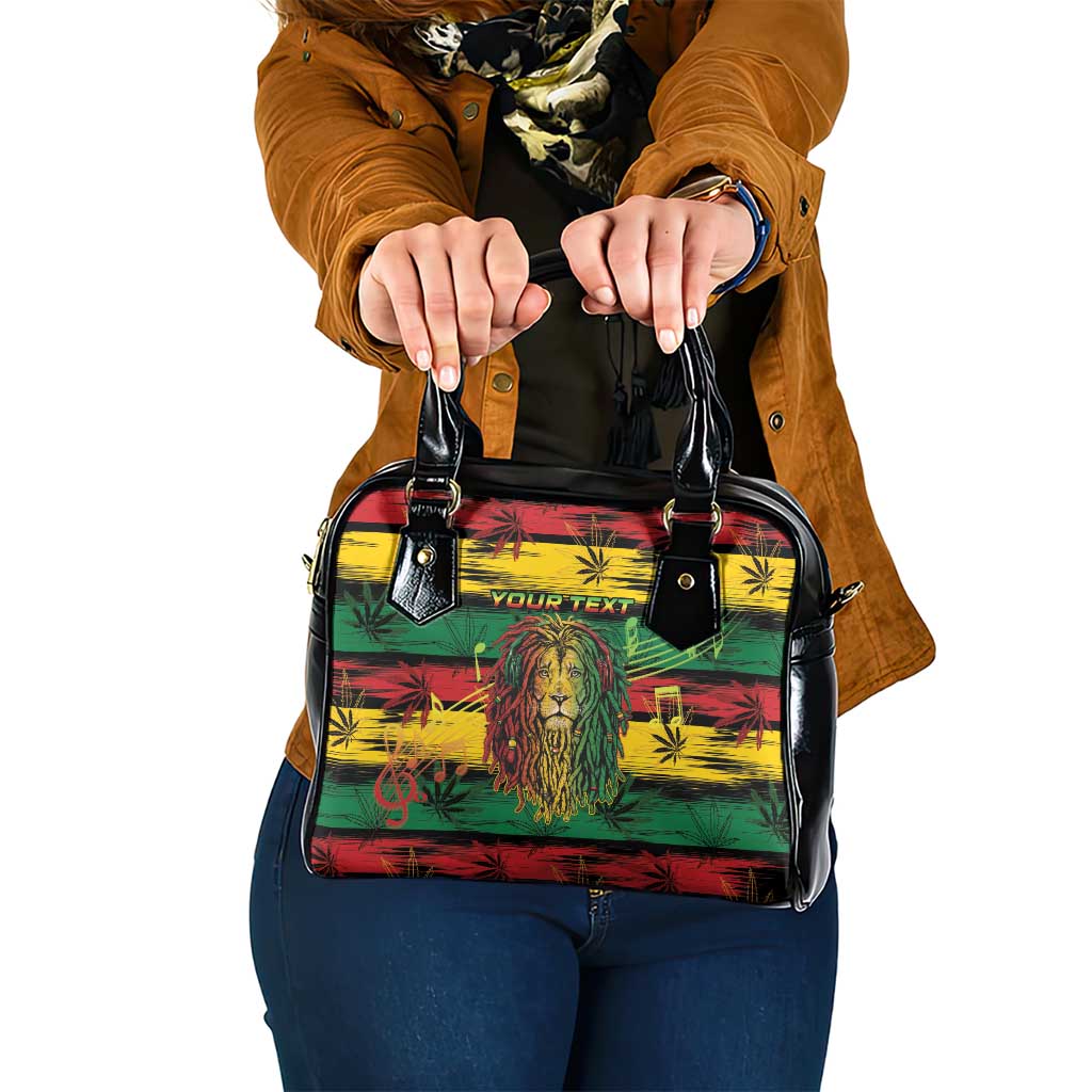 Personalised Rastafarian Lion Shoulder Handbag Cannabis Leaf Pattern