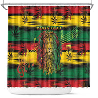 Personalised Rastafarian Lion Shower Curtain Cannabis Leaf Pattern