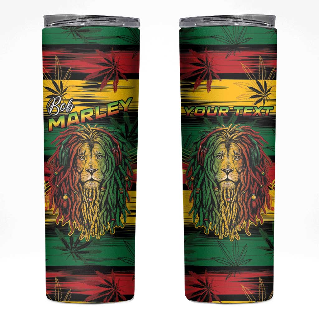Personalised Rastafarian Lion Skinny Tumbler Cannabis Leaf Pattern - Wonder Print Shop