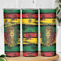 Personalised Rastafarian Lion Skinny Tumbler Cannabis Leaf Pattern - Wonder Print Shop
