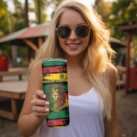 Personalised Rastafarian Lion Skinny Tumbler Cannabis Leaf Pattern - Wonder Print Shop