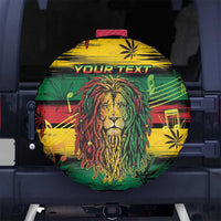 Personalised Rastafarian Lion Spare Tire Cover Cannabis Leaf Pattern - Wonder Print Shop