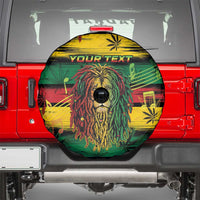 Personalised Rastafarian Lion Spare Tire Cover Cannabis Leaf Pattern - Wonder Print Shop
