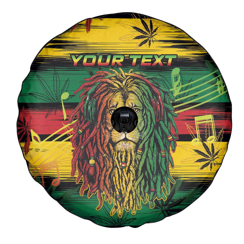 Personalised Rastafarian Lion Spare Tire Cover Cannabis Leaf Pattern - Wonder Print Shop