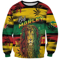 Personalised Rastafarian Lion Sweatshirt Cannabis Leaf Pattern - Wonder Print Shop