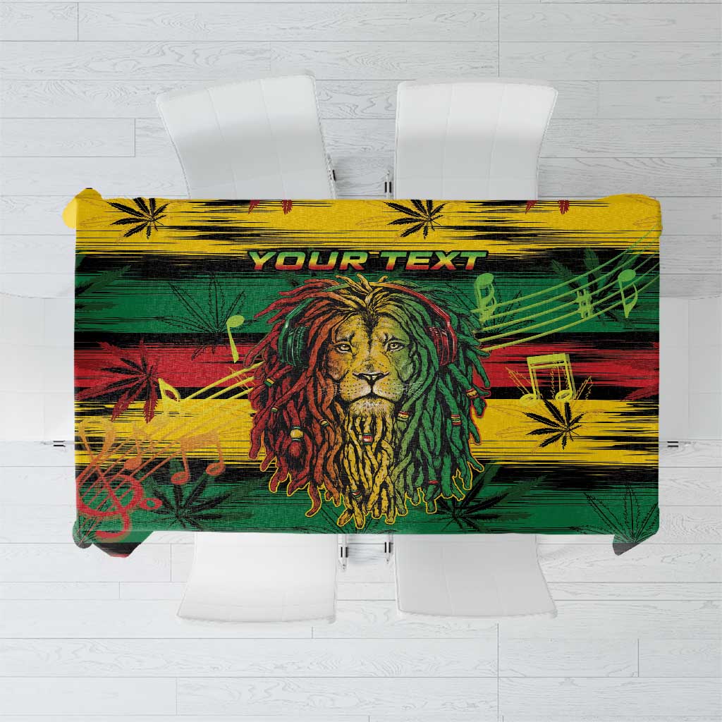 Personalised Rastafarian Lion Tablecloth Cannabis Leaf Pattern - Wonder Print Shop