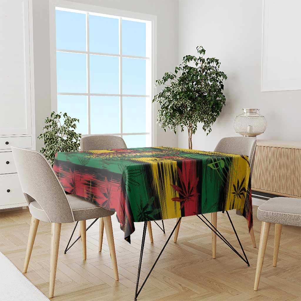 Personalised Rastafarian Lion Tablecloth Cannabis Leaf Pattern - Wonder Print Shop
