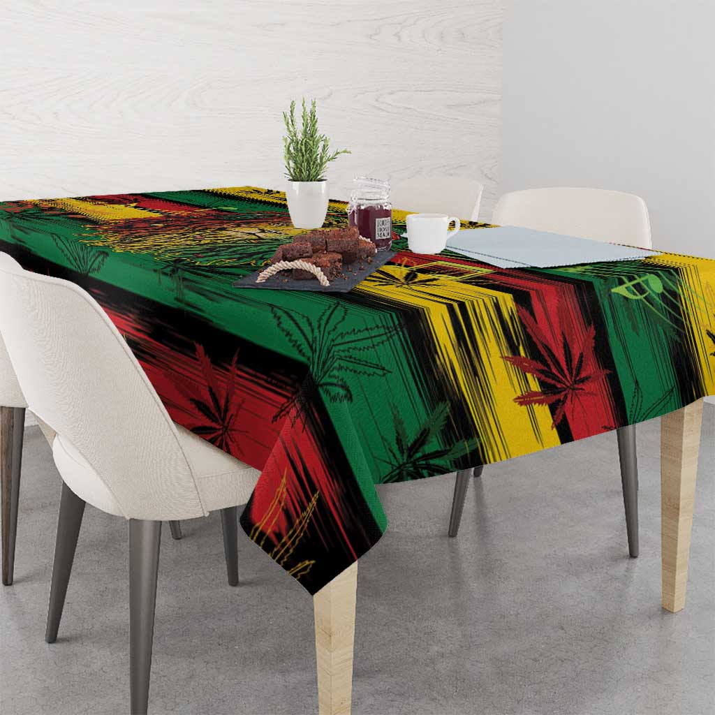Personalised Rastafarian Lion Tablecloth Cannabis Leaf Pattern - Wonder Print Shop