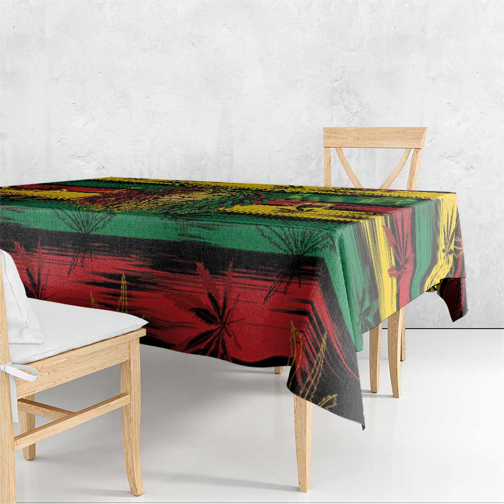 Personalised Rastafarian Lion Tablecloth Cannabis Leaf Pattern - Wonder Print Shop