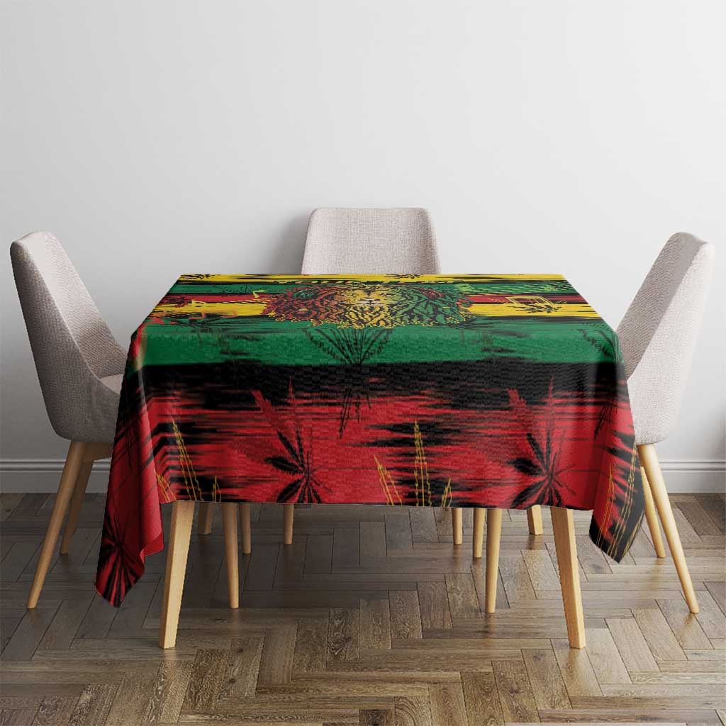 Personalised Rastafarian Lion Tablecloth Cannabis Leaf Pattern - Wonder Print Shop