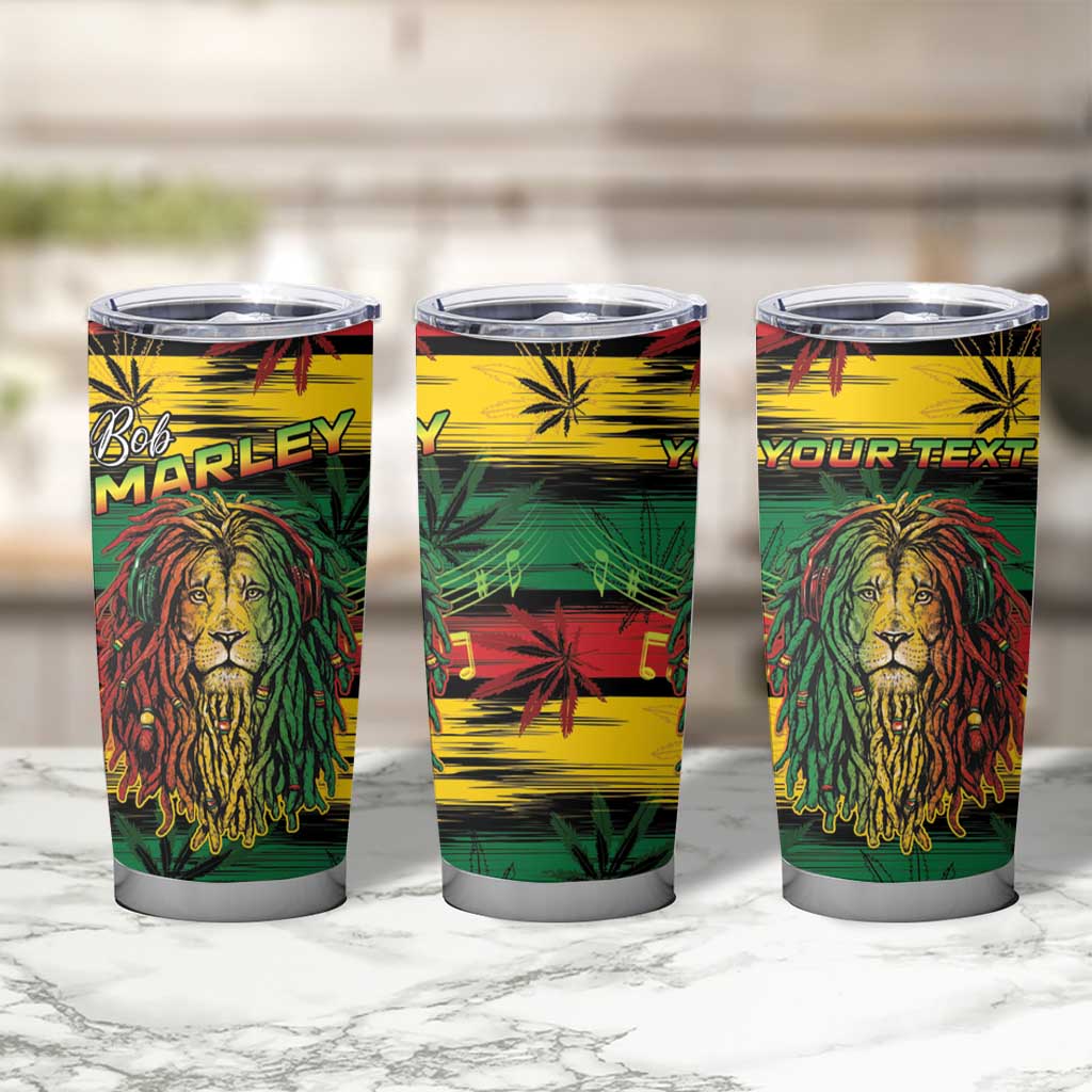 Personalised Rastafarian Lion Tumbler Cup Cannabis Leaf Pattern - Wonder Print Shop