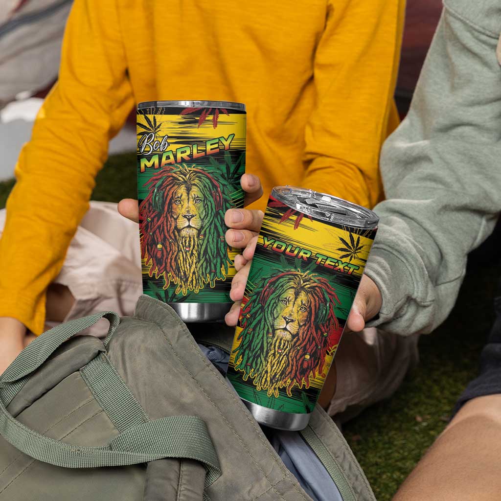 Personalised Rastafarian Lion Tumbler Cup Cannabis Leaf Pattern - Wonder Print Shop