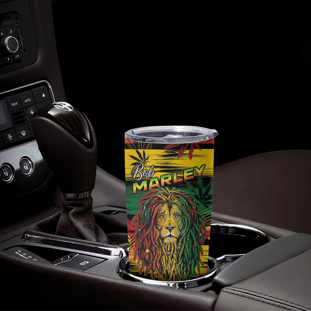Personalised Rastafarian Lion Tumbler Cup Cannabis Leaf Pattern - Wonder Print Shop