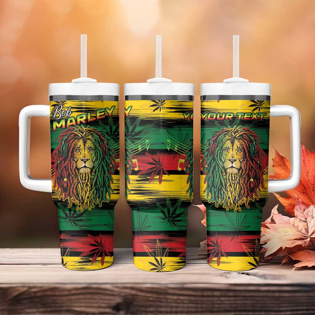 Personalised Rastafarian Lion Tumbler With Handle Cannabis Leaf Pattern - Wonder Print Shop