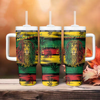 Personalised Rastafarian Lion Tumbler With Handle Cannabis Leaf Pattern - Wonder Print Shop