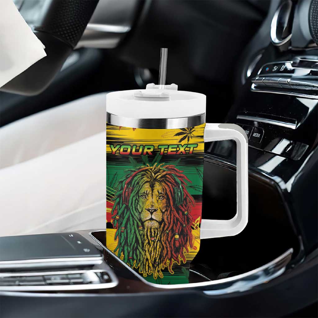 Personalised Rastafarian Lion Tumbler With Handle Cannabis Leaf Pattern - Wonder Print Shop