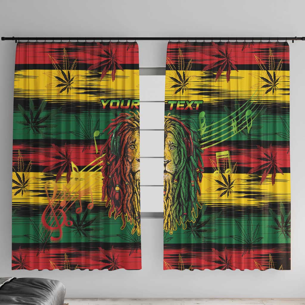 Personalised Rastafarian Lion Window Curtain Cannabis Leaf Pattern - Wonder Print Shop