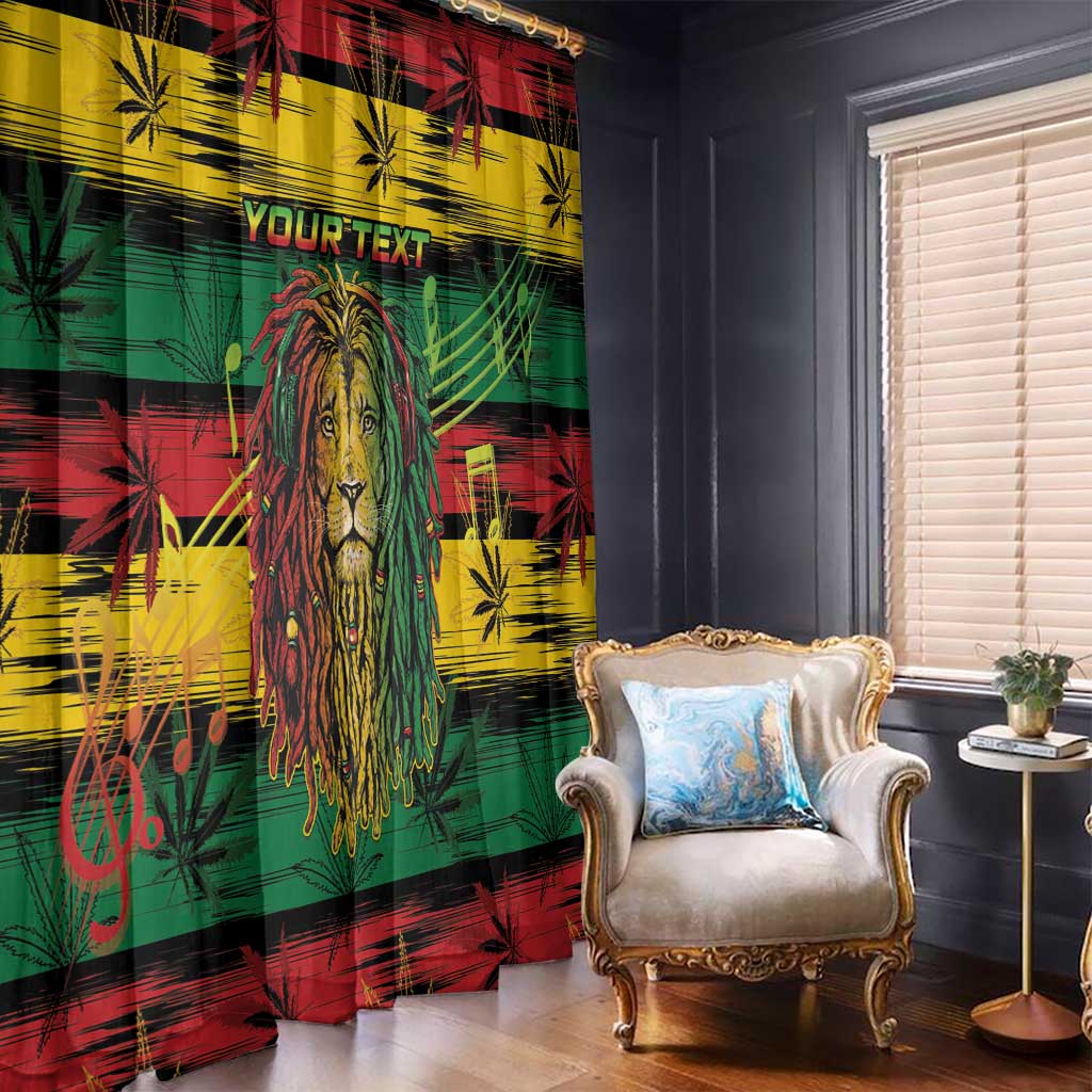 Personalised Rastafarian Lion Window Curtain Cannabis Leaf Pattern - Wonder Print Shop