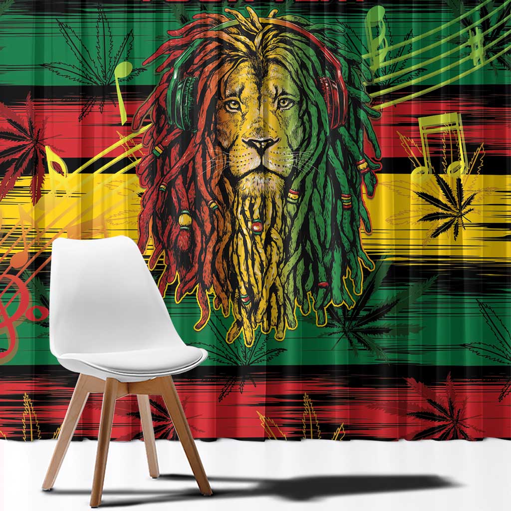 Personalised Rastafarian Lion Window Curtain Cannabis Leaf Pattern - Wonder Print Shop