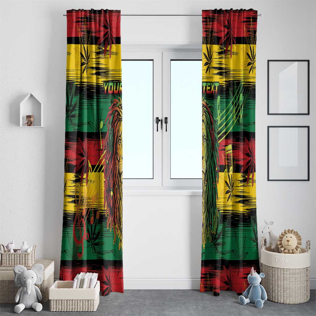 Personalised Rastafarian Lion Window Curtain Cannabis Leaf Pattern - Wonder Print Shop