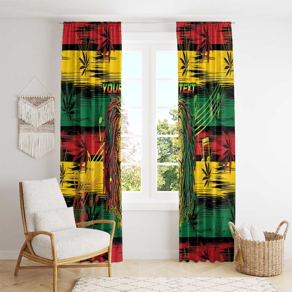 Personalised Rastafarian Lion Window Curtain Cannabis Leaf Pattern - Wonder Print Shop