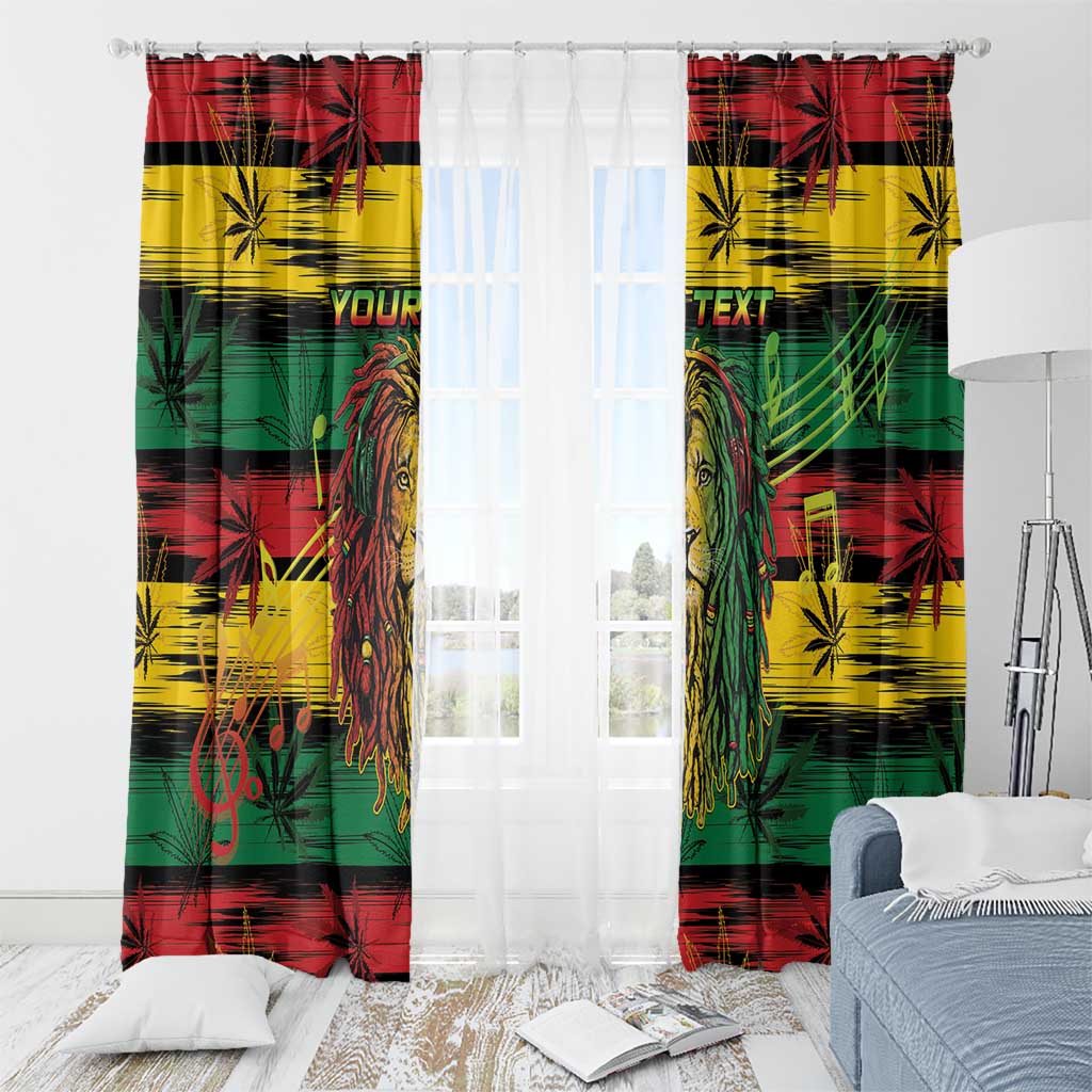 Personalised Rastafarian Lion Window Curtain Cannabis Leaf Pattern - Wonder Print Shop