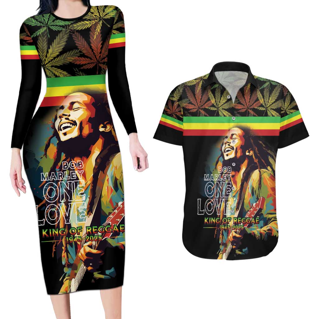 Happy Birthday Legend Bob Couples Matching Long Sleeve Bodycon Dress and Hawaiian Shirt Thank You For The Memories - Wonder Print Shop