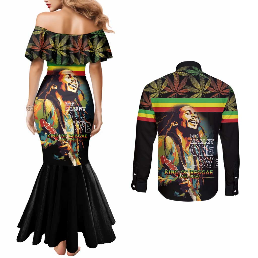 Happy Birthday Legend Bob Couples Matching Mermaid Dress and Long Sleeve Button Shirt Thank You For The Memories