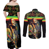 Happy Birthday Legend Bob Couples Matching Off Shoulder Maxi Dress and Long Sleeve Button Shirt Thank You For The Memories - Wonder Print Shop