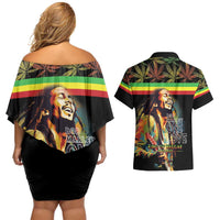 Happy Birthday Legend Bob Couples Matching Off Shoulder Short Dress and Hawaiian Shirt Thank You For The Memories - Wonder Print Shop