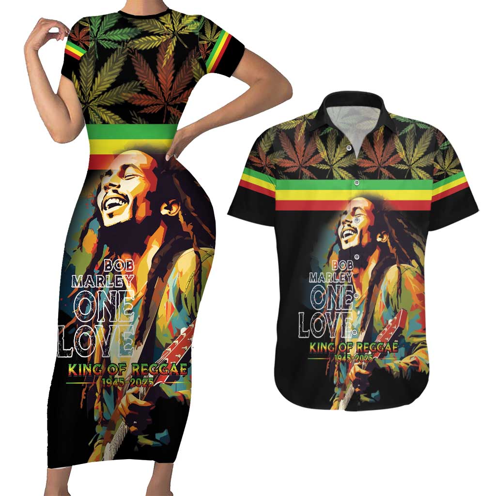 Happy Birthday Legend Bob Couples Matching Short Sleeve Bodycon Dress and Hawaiian Shirt Thank You For The Memories - Wonder Print Shop