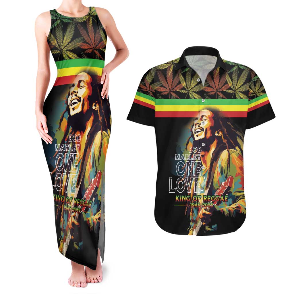 Happy Birthday Legend Bob Couples Matching Tank Maxi Dress and Hawaiian Shirt Thank You For The Memories - Wonder Print Shop