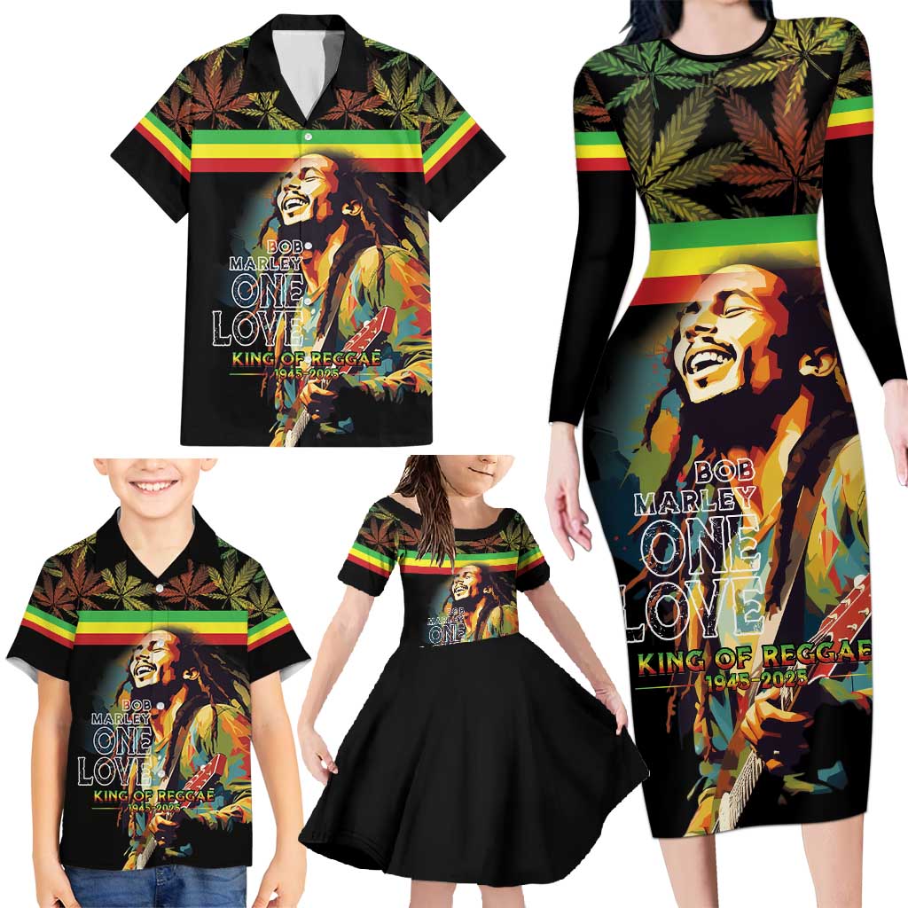 Happy Birthday Legend Bob Family Matching Long Sleeve Bodycon Dress and Hawaiian Shirt Thank You For The Memories - Wonder Print Shop