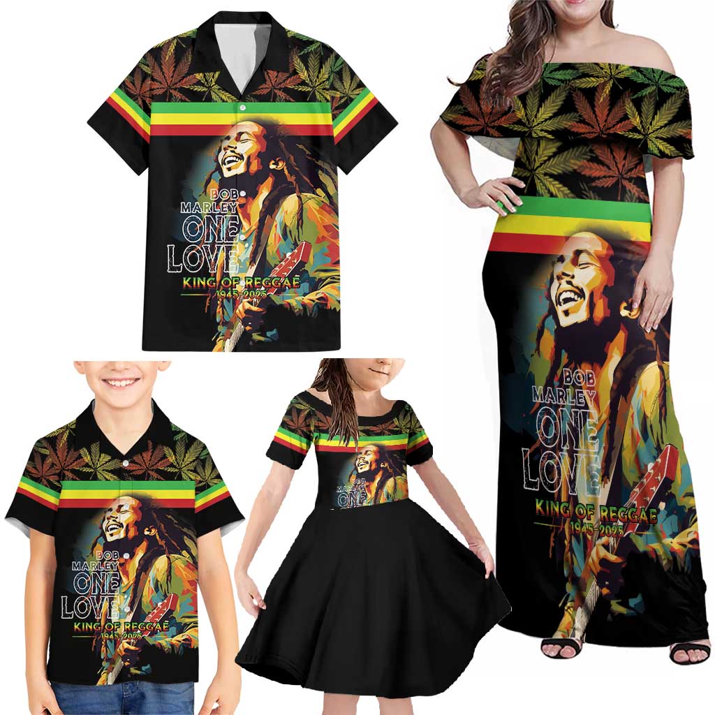Happy Birthday Legend Bob Family Matching Off Shoulder Maxi Dress and Hawaiian Shirt Thank You For The Memories - Wonder Print Shop
