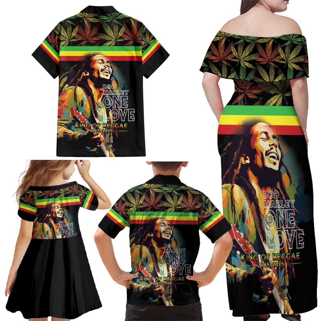 Happy Birthday Legend Bob Family Matching Off Shoulder Maxi Dress and Hawaiian Shirt Thank You For The Memories - Wonder Print Shop