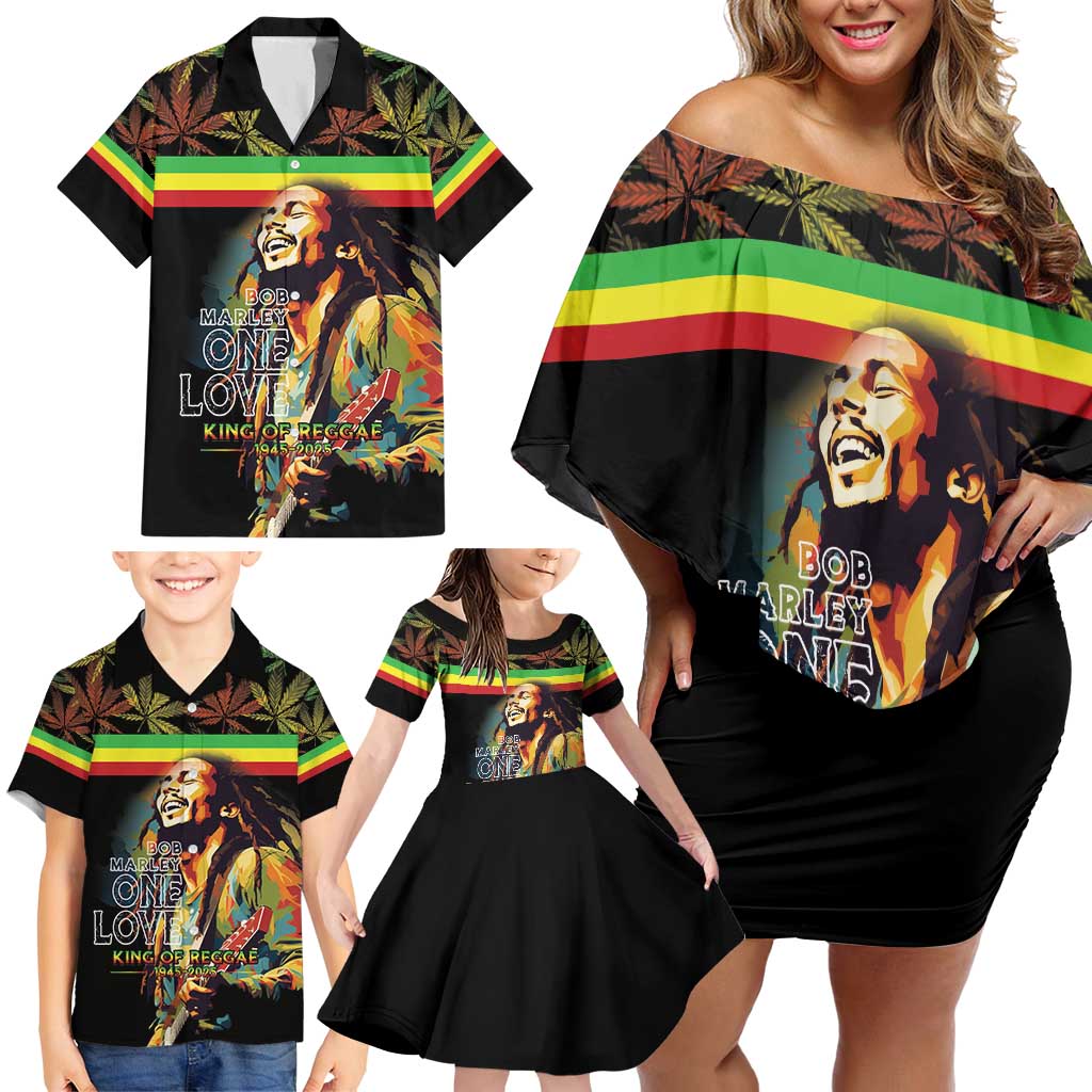 Happy Birthday Legend Bob Family Matching Off Shoulder Short Dress and Hawaiian Shirt Thank You For The Memories - Wonder Print Shop