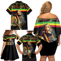 Happy Birthday Legend Bob Family Matching Off Shoulder Short Dress and Hawaiian Shirt Thank You For The Memories - Wonder Print Shop