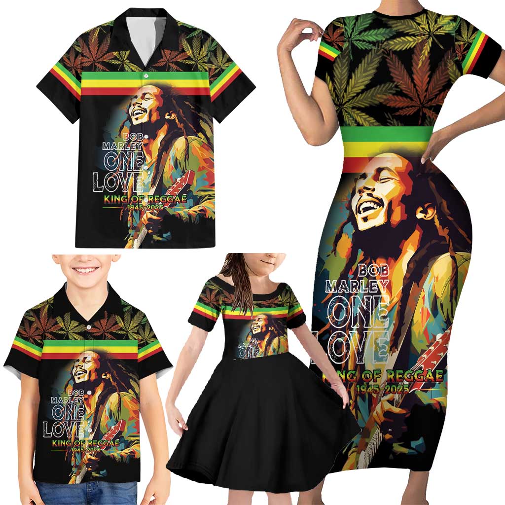Happy Birthday Legend Bob Family Matching Short Sleeve Bodycon Dress and Hawaiian Shirt Thank You For The Memories - Wonder Print Shop