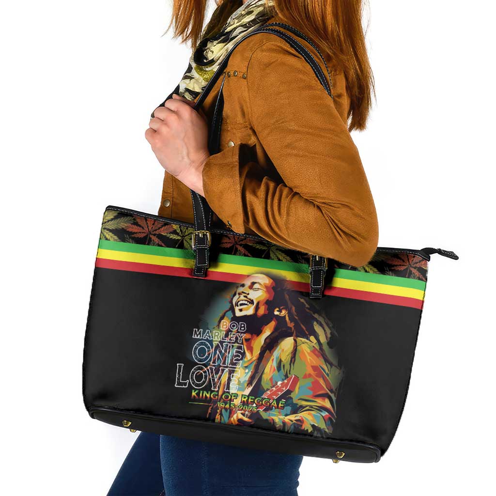 Happy Birthday Legend Bob Leather Tote Bag Thank You For The Memories - Wonder Print Shop