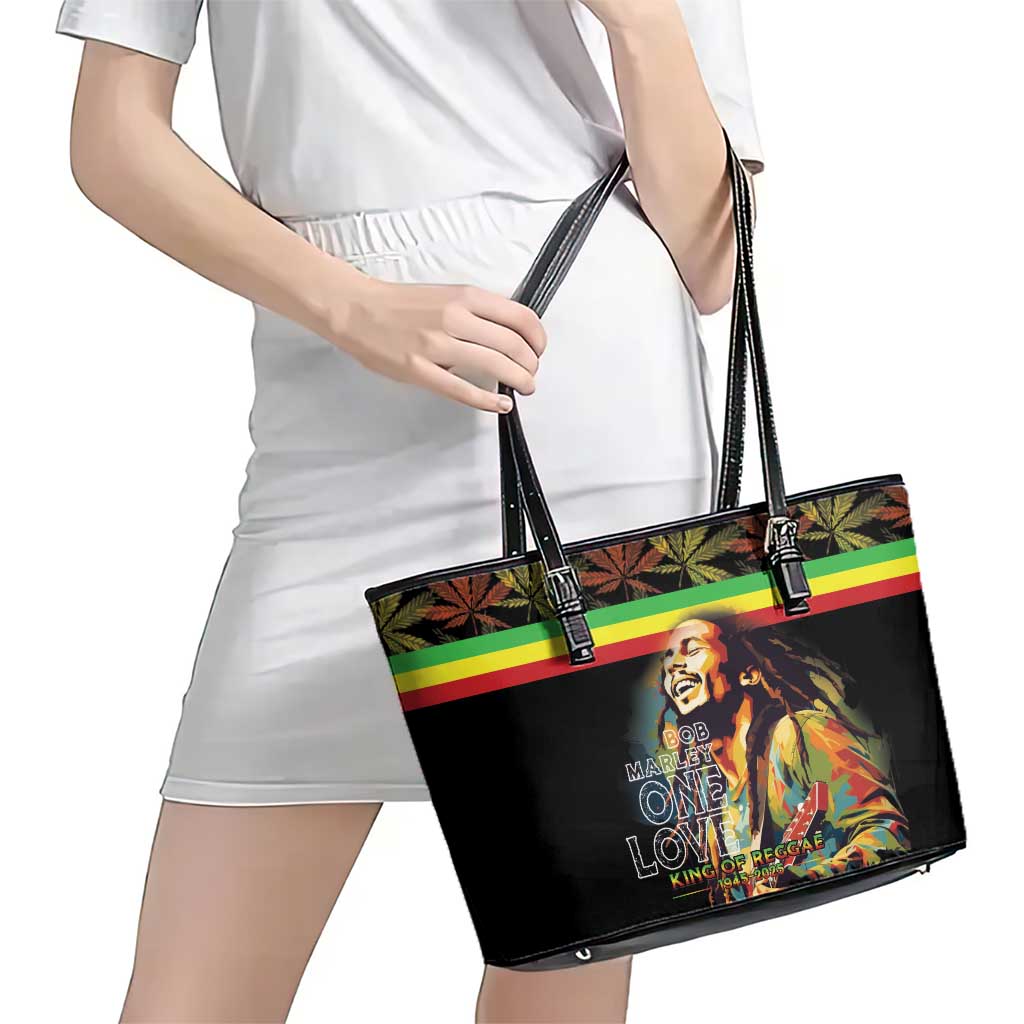 Happy Birthday Legend Bob Leather Tote Bag Thank You For The Memories - Wonder Print Shop