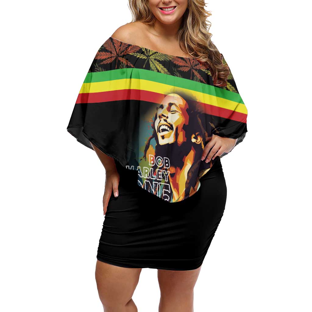 Happy Birthday Legend Bob Off Shoulder Short Dress Thank You For The Memories - Wonder Print Shop