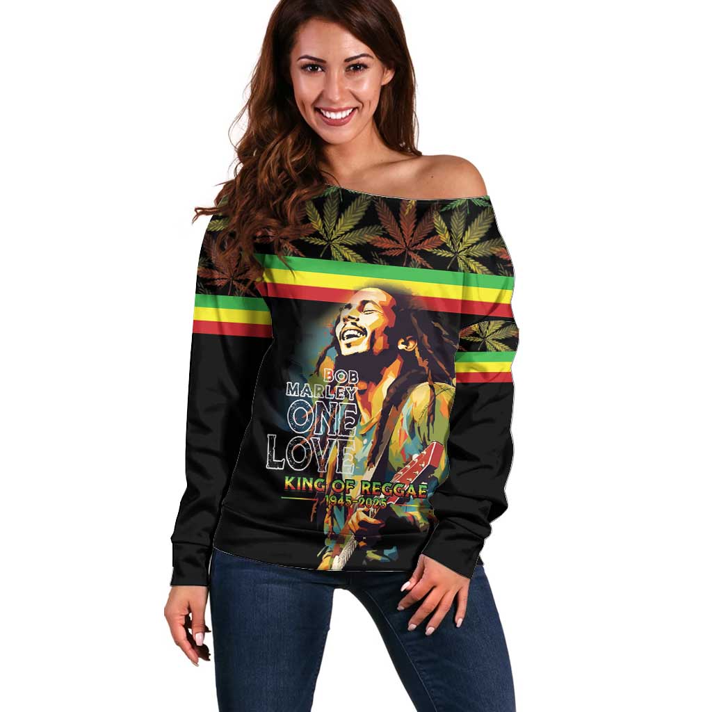 Happy Birthday Legend Bob Off Shoulder Sweater Thank You For The Memories - Wonder Print Shop