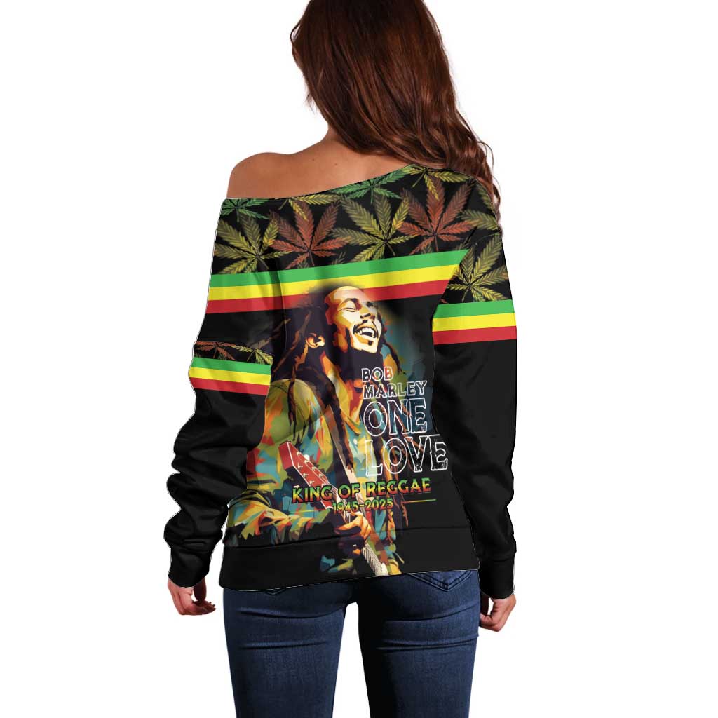 Happy Birthday Legend Bob Off Shoulder Sweater Thank You For The Memories - Wonder Print Shop