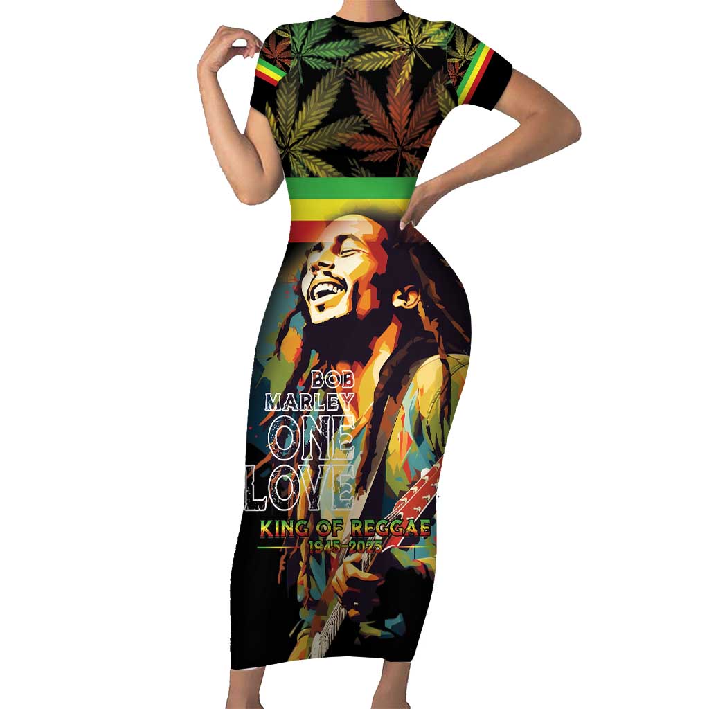 Happy Birthday Legend Bob Short Sleeve Bodycon Dress Thank You For The Memories - Wonder Print Shop