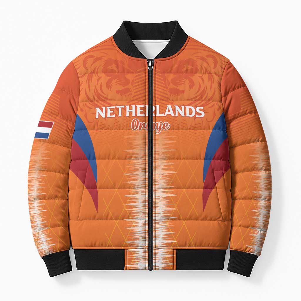Custom Netherlands Football Bomber Puffer Jacket Go Champions Oranje - Wonder Print Shop