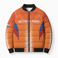 Custom Netherlands Football Bomber Puffer Jacket Go Champions Oranje - Wonder Print Shop