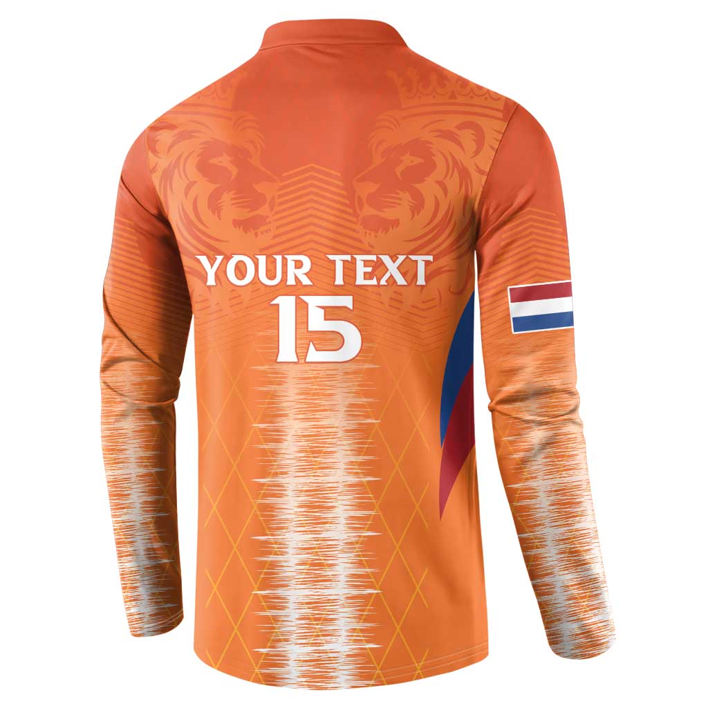 Custom Netherlands Football Button Sweatshirt Go Champions Oranje - Wonder Print Shop