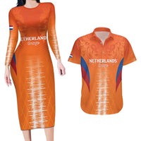 Custom Netherlands Football Couples Matching Long Sleeve Bodycon Dress and Hawaiian Shirt Go Champions Oranje - Wonder Print Shop
