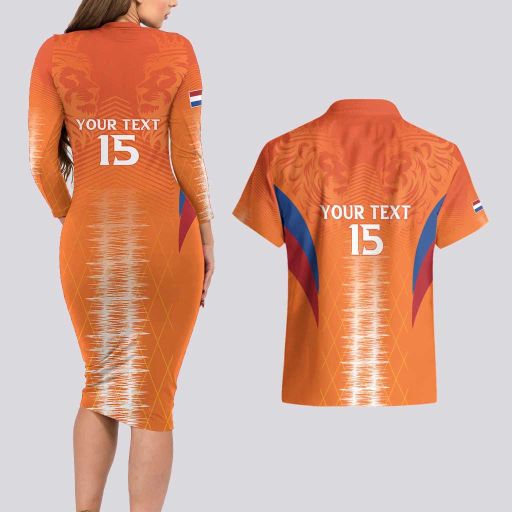 Custom Netherlands Football Couples Matching Long Sleeve Bodycon Dress and Hawaiian Shirt Go Champions Oranje - Wonder Print Shop