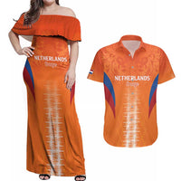 Custom Netherlands Football Couples Matching Off Shoulder Maxi Dress and Hawaiian Shirt Go Champions Oranje - Wonder Print Shop
